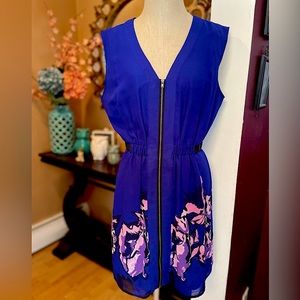 Guess Floral Sleeveless Zip Up Fit & Flare Dress